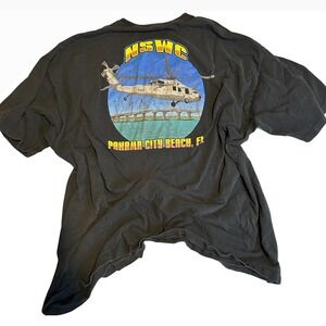 Vintage NSWC Air Ops Helicopter Panama City Beach FL US Navy T Shirt Mens 3XL
